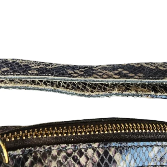 Kate Spade New York Snakeskin Print Shoulder Bag Chain Strap Neutral Python Look - Picture 8 of 16